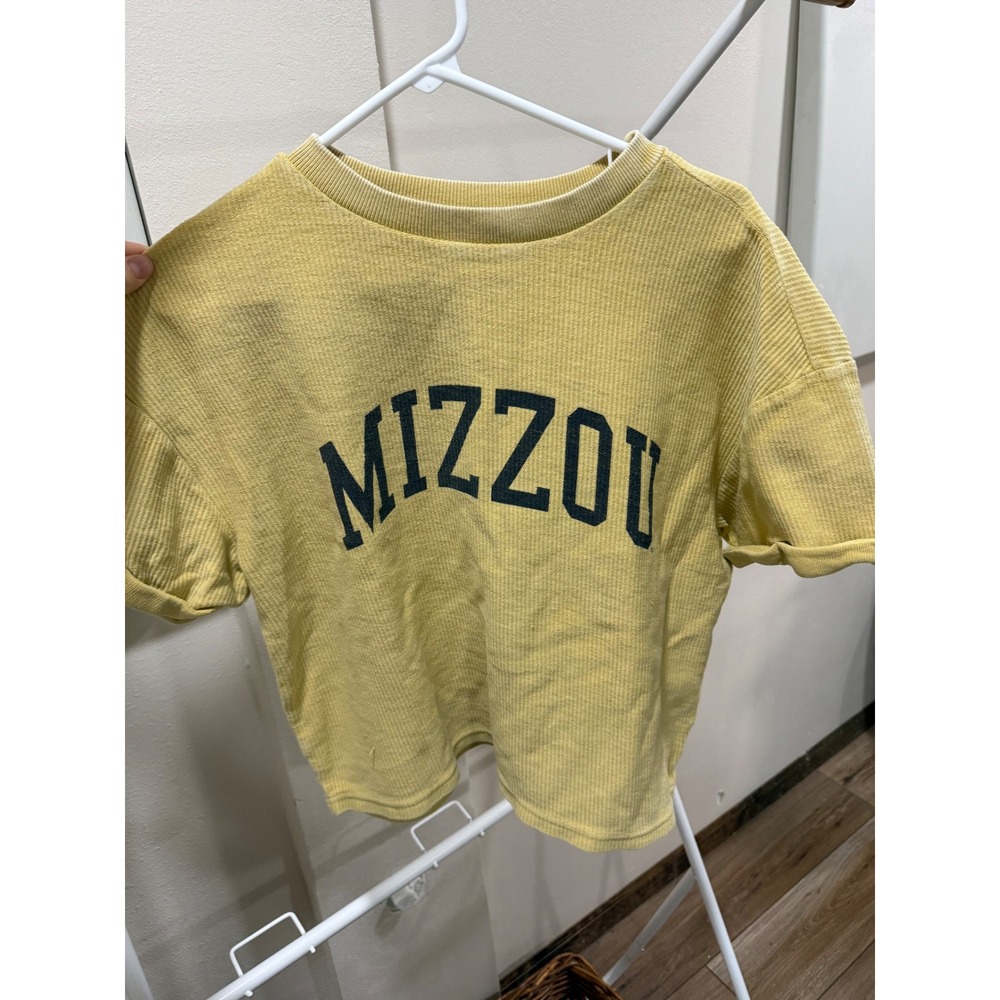 Missouri Mizzou Tigers Mustard‎ Yellow Cropped Gameday Textured Top Size Small